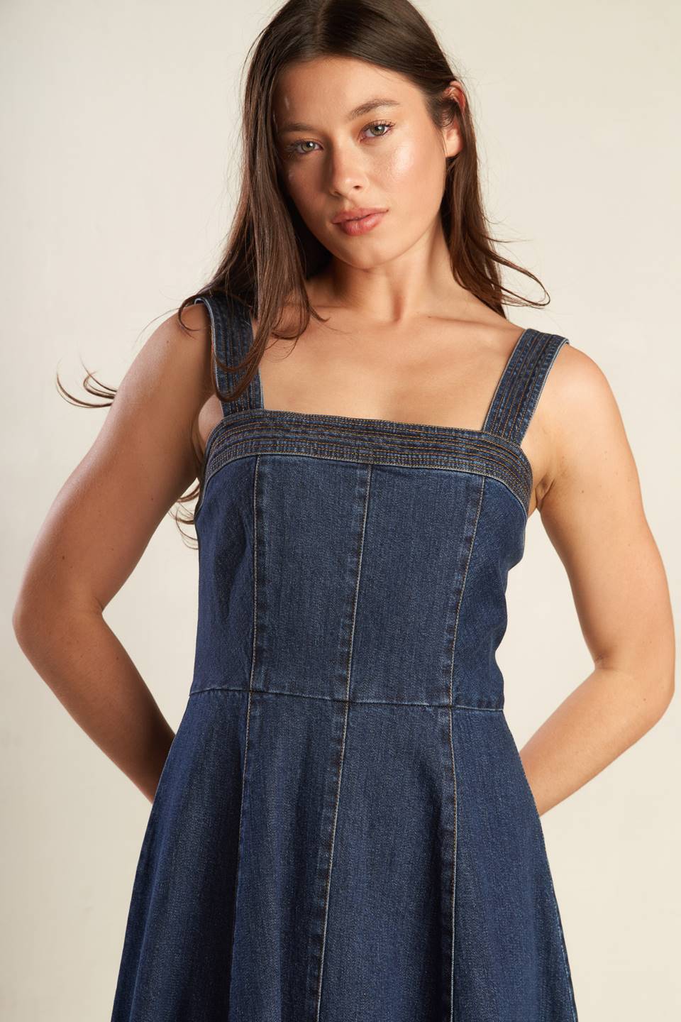 TERRIFIC TIMING DENIM MIDI DRESS Flying Tomato